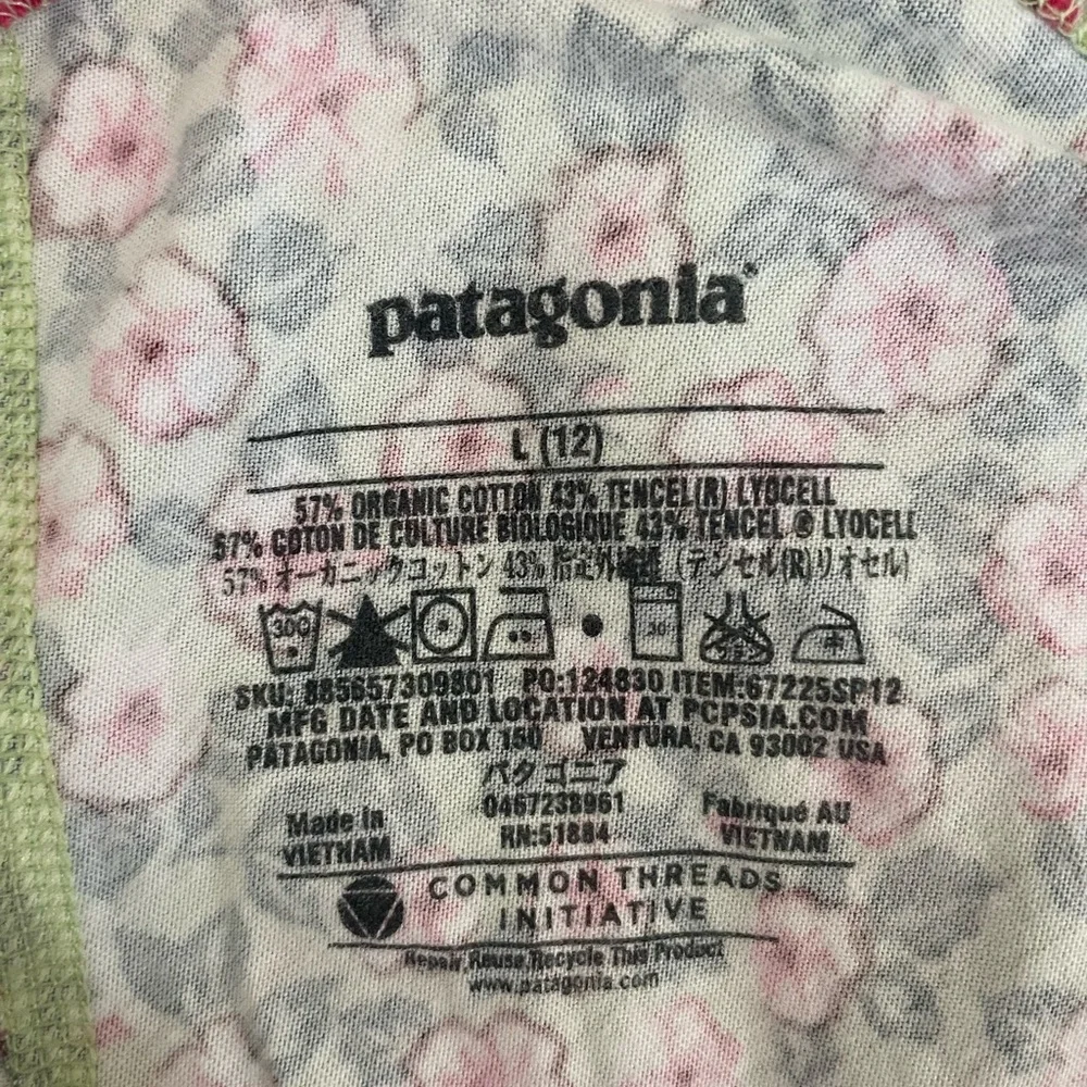 Patagonia Kids Girls Floral Pink and Green Mini Summer Dress Size Large